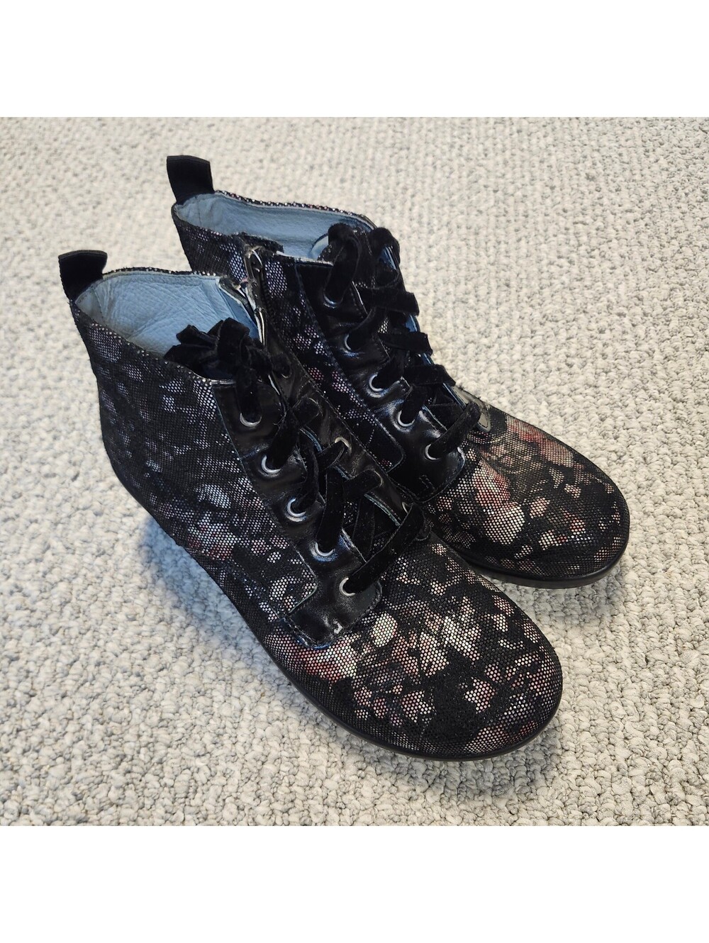 Alegria Eliz Women's Floral Pattern Leather Upper Ankle Boots Size 39 US 9